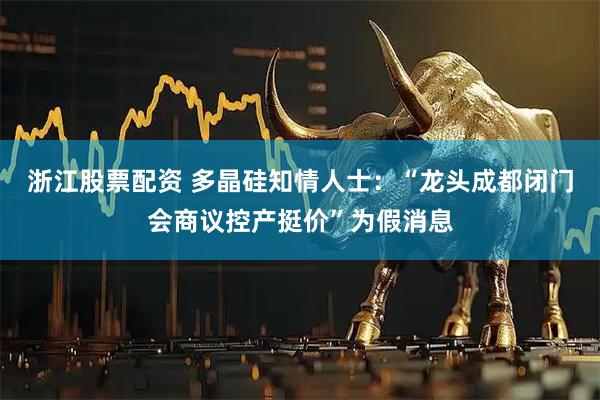 浙江股票配资 多晶硅知情人士：“龙头成都闭门会商议控产挺价”为假消息